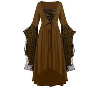 NZYIHAO Offerte del giorno oggi Medievale Abbigliamento Donna Rinascimento Costume Donne Abito Medievale con Maniche a Tromba Gotico Maxi Vestito Carnevale Halloween Party