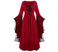 NZYIHAO Offerte del giorno oggi Medievale Abbigliamento Donna Rinascimento Costume Donne Abito Medievale con Maniche a Tromba Gotico Maxi Vestito Carnevale Halloween Party