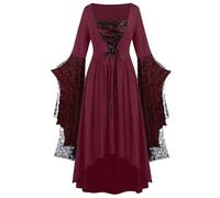 NZYIHAO Offerte del giorno oggi Medievale Abbigliamento Donna Rinascimento Costume Donne Abito Medievale con Maniche a Tromba Gotico Maxi Vestito Carnevale Halloween Party