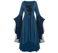 NZYIHAO Offerte del giorno oggi Medievale Abbigliamento Donna Rinascimento Costume Donne Abito Medievale con Maniche a Tromba Gotico Maxi Vestito Carnevale Halloween Party
