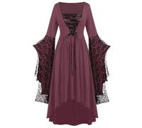 NZYIHAO Offerte del giorno oggi offerte lampo Medievale Abbigliamento Donna Rinascimento Costume Donne Abito Medievale con Maniche a Tromba Gotico Maxi Abito Carnevale