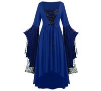 NZYIHAO Offerte del giorno oggi offerte lampo Medievale Abbigliamento Donna Rinascimento Costume Donne Abito Medievale con Maniche a Tromba Gotico Maxi Abito Carnevale