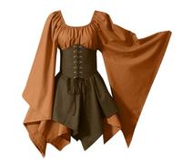 NZYIHAO Offerte lampo del giorno Abito da donna medievale con maniche a tromba,Vestito tradizionale irlandese da donna vittoriana rinascimentale costume da carnevale festa