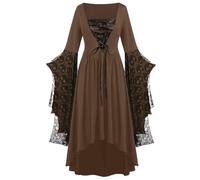 NZYIHAO Offerte lampo del giorno medievale, abbigliamento da donna, costume da rinascimento, vestito medievale con maniche a tromba, maxi abito per carnevale, Halloween, feste
