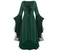 NZYIHAO Offerte lampo del giorno medievale, abbigliamento da donna, costume da rinascimento, vestito medievale con maniche a tromba, maxi abito per carnevale, Halloween, feste