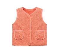 NZYIHAO Teddy - Gilet in pile per bambini e bambine, senza maniche, con scollo a V, in pile Teddy, con cerniera, invernale, per le mezze stagioni, Colore: arancione., 3-4 Jahre