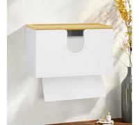 NZZVNZ Distributore Asciugamani Carta da Parete, Dispenser di Asciugamani di Carta in Bambù 27.5 * 16 * 13cm, Bianco Dispenser Carta Asciugamani da Parete con Coperchio per Soggiorno, Bagno, WC