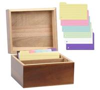 NZZVNZ Scatola per Flashcard con 150 Schede, Indice Card Box Organizer 15,1x10,2x10,3cm,1 Passanti per La Rilegatura, Scatola per Schede per Oggetti Scolastici Apprendimento Note per Materiale Scolast