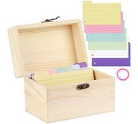 NZZVNZ Scatola per Flashcard, Indice Card Box Organizer con 150 Schede,1 Passanti per La Rilegatura, Scatola per Schede per Oggetti Scolastici Apprendimento Note per Materiale Scolastico Ufficio Casa