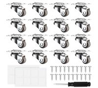 NZZVNZ Set di 16 Ruote per Carrello 50 mm, Ruote per Mobili a 360°silenzioso, ruote per carrello carichi pesanti Due opzioni di montaggio, Rotelle Banco da Lavoro con 64 Viti Incluse+16 adesivi