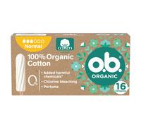 o.b. Assorbenti Interni Organic Normal 100% Cottone Biologico, Assorbenti facili da applicare e rimuovere, Assorbenti cotone certificato per flusso normale, 1 confezione da 16 tamponi