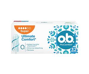 o.b. Assorbenti Interni ProComfort Super, Assorbenti facili da applicare e rimuovere ideali per i giorni di flusso intenso, Tamponi interni con trama assorbente, 1 confezione da 32 pezzi