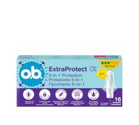 o.b. ExtraProtect Normal Assorbenti Interni 1 x 16 Tamponi | Tamponi interni per flusso da medio a intenso, Protezione 5-in-1 dalle perdite, Senza profumo, Ginecologicamente testati