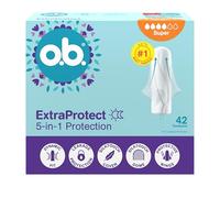 o.b. ExtraProtect Super Tampons, 42 pezzi, ali di sicurezza aggiuntive, fino al 100% di protezione contro le perdite giorno e notte, per sanguinamento intenso, confezione grande