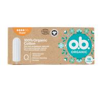 o.b. Assorbenti Interni Organic Super 100% Cottone Biologico, Assorbenti facili da applicare e rimuovere, Assorbenti cotone certificato per flusso molto abbondante, 1 confezione da 16 tamponi