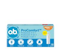 o.b. ProComfort Super Assorbenti Interni 1 x 16 Tamponi | Tamponi interni per flusso intenso, Protezione 4-in-1 dalle perdite, Senza profumo, Ginecologicamente testati