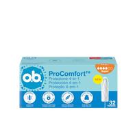 o.b. ProComfort Super Assorbenti Interni per Mestruazioni, 32 Tamponi | Tamponi interni per giorni di flusso intenso, Protezione 4-in-1 dalle perdite, Senza profumo, Ginecologicamente testati