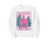 O Come Let Us Adore Him Rosa Chiesa Natale Christian Girl Felpa