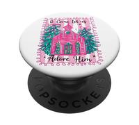 O Come Let Us Adore Him Rosa Chiesa Natale Christian Girl PopSockets PopGrip Adesivo