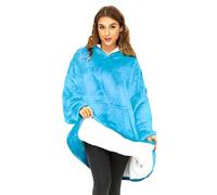 O³ Coperta con Cappuccio, Plaid con Maniche, Coperta indossabile in Pile, Felpa Oversize Donna, Blanket Hoodie - Confortevole e Morbido - Perfetto per Le Notti Invernali sul Divano (Turquoise)