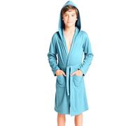 o-day Accappatoio Bambino Microfibra Leggero e Pratico con Cappuccio Tasche e Cintura 4-14 Anni (IT, Età, 13 anni, 14 anni, Regular, Celeste)