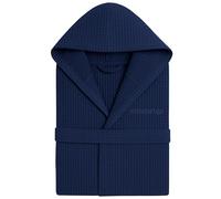 o-day Accappatoio Nido D'Ape Donna e Accappatoio Nido D'Ape Uomo in Cotone con Cappuccio Tasche e Cintura, Leggero e da Viaggio S-XXXL (IT, Testo, L, Regular, Regular, Modello 2 - Blu Navy)