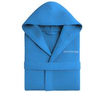 o-day Accappatoio Nido D'Ape Donna e Accappatoio Nido D'Ape Uomo in Cotone con Cappuccio Tasche e Cintura, Leggero e da Viaggio S-XXXL (IT, Testo, M, Regular, Regular, Modello 3 - Blu Royal)