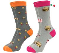 o-day Calzini Uomo Divertenti Altezza Polpaccio (Confezione da 2 Paia) - Calzini Simpatici Uomo Made In Italy - Taglia Unica 40-46 (IT, Numero, 40, 46, Regular, Regular, Food - 2 Paia)