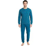 o-day Vanue Pigiama Uomo Cotone Leggero Lungo Primaverile M-XXL (IT, Testo, L, Regular, Regular, Modello 4)