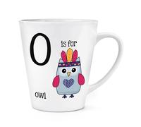 O È Per Gufo Tazza Latte 12oz - Alfabetico Divertente