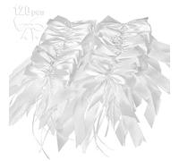 O-Kinee 100 Pz Bianco Coccarde/Fiocco per Decorazioni Nozze Matrimonio - Pronte per L'uso Auto Addobbi, Bomboniere, Chiesa, Casa, Laurea, Nozze, Sedie, Sposa (Bianco, 120)