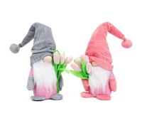 O-Kinee 2 gnomi primaverili con tulipani, mazzi di fiori, gnomi, decorazione primaverile, dolce gnomo primaverile, grande primavera, gnomo, tulipani, regalo per donne, mamma, festa della mamma, gnomo
