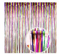 O-Kinee 2 Pezzi Colorato Tende di Tinsel，Tende Metalliche Tinsel,Tende in Lamina Frange Scintillante Shimmer per Compleanno Festa di Nozze Halloween Decorazioni Photo Booth Decorazioni (1m*2m)