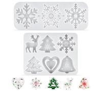 O-Kinee 2 Pezzi Stampo Silicone Natale, Resina Albero di Natale Fiocchi di Neve, Natalizia per Gesso, Fai da Te Resina Cristallo Decorazioni
