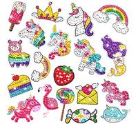 O-Kinee 20 Pezzi 5D Diamond Painting Adesivi Kit Bambini DIY Animale Pittura Diamante, Strumenti da Disegno Mosaico, per Bambini Principianti Adulti (Unicorno)