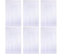 O-Kinee 6pz Foil Tenda Tende Metalliche Tinsel, Orpelli e Festoni Lamina Frangia per Decorazioni Battesimo Compleanno Matrimonio Festa, Photo Wall Contesto (1m*2m) (Bianco)