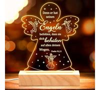 O-Kinee Angelo custode, battesimo per bambini, regalo per battesimo, regalo per ragazze, regalo per cresima, regalo per la comunione, per nascita, ragazzo, ragazza, luce notturna con angelo
