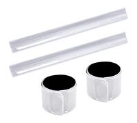 O-Kinee Bande Catarifrangenti 4PCS,Bracciale Riflettente Fascetta,Fasce Riflettenti Polso Luminosa per Braccia Polsi Jogging e Ciclismo(Bianco 4pcs)