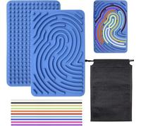 O-Kinee Blu Sensory Activity Board, 30 x 20 cm, tavola di attività sensoriali in silicone, con borsa portatile e 40 corde, per alleviare lo stress, lenire, concentrarsi, ADHD e autismo