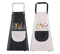 O-Kinee Grembiule Cucina Bambini, 2 Pezzi Grembiule Pittura Bambini, Bambini Grembiule con Tasche, Regolabile Bambino Grembiuli Chef per Ragazzi Ragazze Pittura Cucina, Nero e Grigio (8-12 Anni)