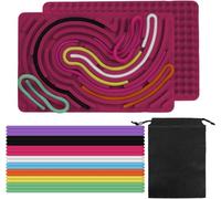 O-Kinee Red Sensory Activity Board, 30 x 20 cm, tavola di attività sensoriali in silicone, con borsa portatile e 40 corde, per alleviare lo stress, lenire, concentrarsi, ADHD e autismo