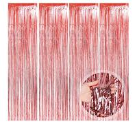 O-Kinee Tende a Frange, 4pz Oro Rosa Tinsel Scintillante Shimmer Tenda Foil Tenda Glitter per Nozze Compleanno Festa Porta Finestre Decorazioni (1m*2m)