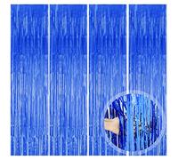 O-Kinee Tende di Tinsel, 4pz Blu Tende in Lamina Frange Scintillante Shimmer per Compleanno Festa di Nozze Halloween Decorazioni Fai da Te Photo Booth Decorazioni (1m*2m)