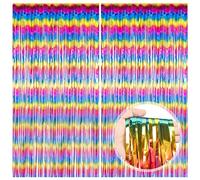O-Kinee Tende Metalliche Tinsel,2 Pezzi Colorato Tende di Tinsel，Tende in Lamina Frange Scintillante Shimmer per Compleanno Festa di Nozze Halloween Decorazioni Photo Booth Decorazioni (1m*2m)-1