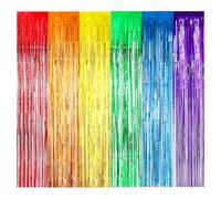 O-Kinee Tende Metalliche Tinsel,2 Pezzi Colorato Tende di Tinsel，Tende in Lamina Frange Scintillante Shimmer per Compleanno Festa di Nozze Halloween Decorazioni Photo Booth Decorazioni (1m*2m)-4