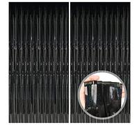 O-Kinee Tende Metalliche Tinsel,2 Pezzi Nero Tende di Tinsel，Tende in Lamina Frange Scintillante Shimmer per Compleanno Festa di Nozze Halloween Decorazioni Photo Booth Decorazioni (1m*2m)