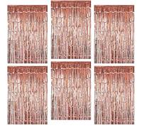 O-Kinee Tende Metalliche Tinsel Oro Rosa,Foil Tenda Compleanno Scintillante,6pz Tende Frangia sullo Sfondo,Shimmer Orpelli,Orpello Lamina Frange,Foil Tenda Metallici Feste Festoni(1m*2m)