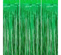 O-Kinee Verde Tinsel Curtain, Tenda per Feste, 3 Pezzi, 1 m x 2.5 m, Decorazione per Feste, Compleanni, Matrimoni, Happy Birthday, Festival
