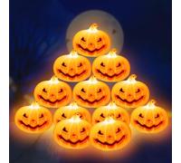 O-Kinee Zucca Halloween Luminosa, 12 Pezzi LED Luci Zucche Halloween Decorative, Lumini Halloween per Interno Esterno Decorazioni