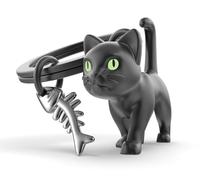 O meta[l]morphose METALMORPHOSE - Portachiavi gatto nero, occhi fosforescenti, regalo per bambini, uomo e donna, Nero, taglia unica